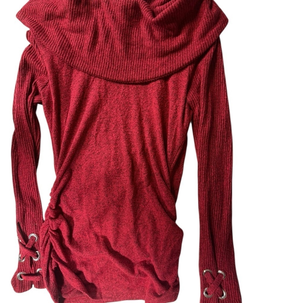 A. Byer Vibrant Red Cowl Neck Sweater - Picture 4 of 9